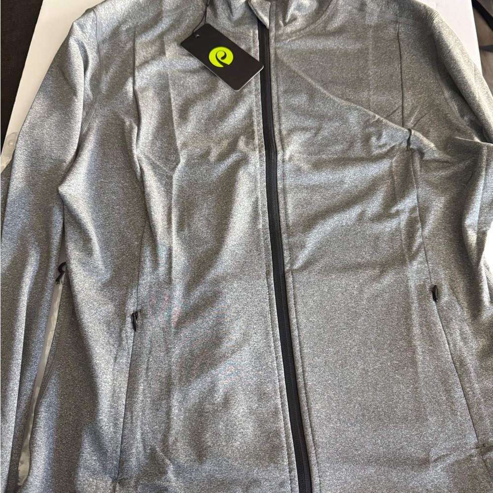 Gray  Zip-Up Athletic Running Jacket